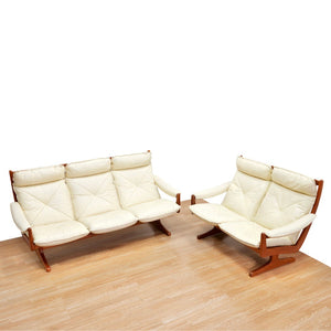 VINTAGE SCANDINAVIAN DESIGN LEATHER SOFA SET BY SODA GALVANO FOR LIED MOBLER