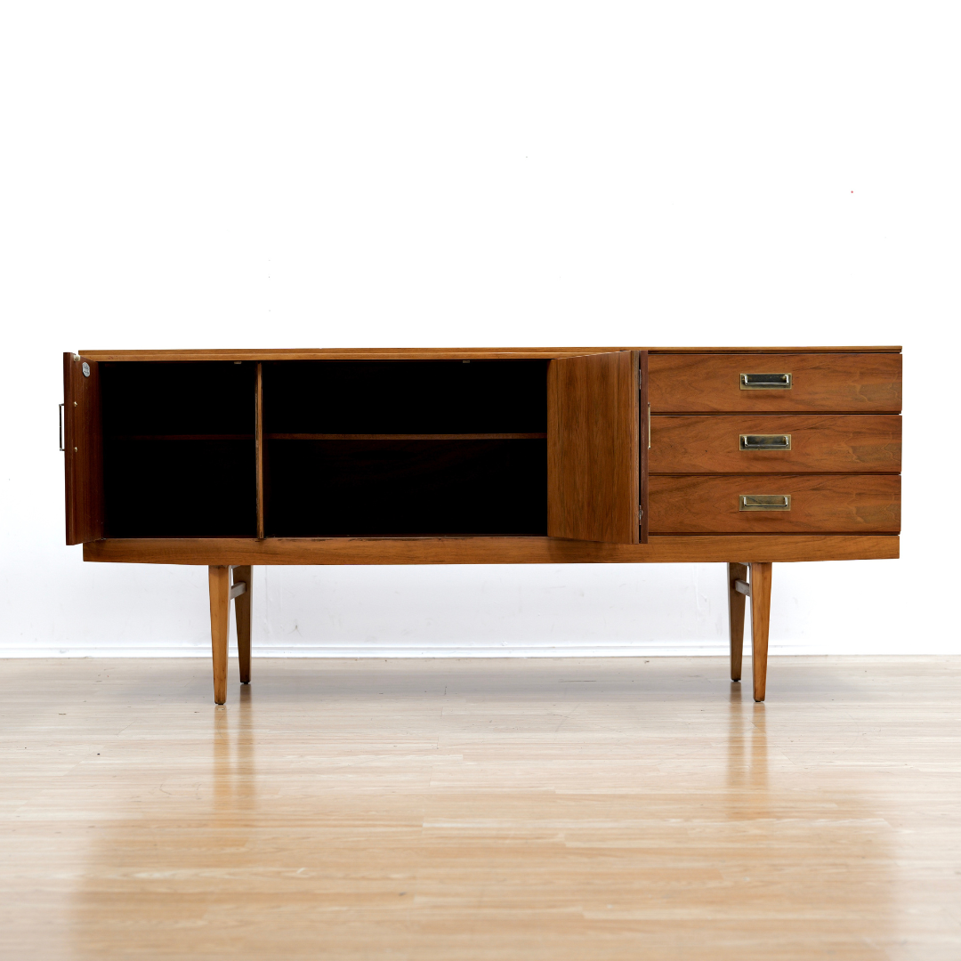 MID CENTURY WALNUT CREDENZA BY BEAUTILITY FURNITURE