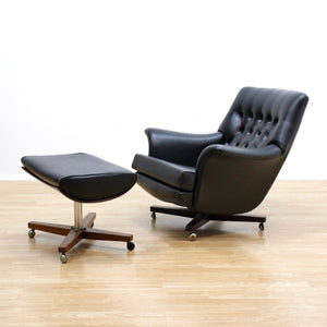 VINTAGE 1960S SWIVEL LOUNGE CHAIR & OTTOMAN BY G PLAN 6250