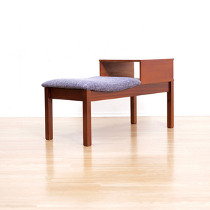 MID CENTURY ENTRYWAY BENCH IN PURPLE CHENILLE