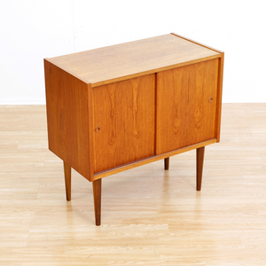 MID CENTURY DANISH TEAK CABINET VINYL RECORD STORAGE