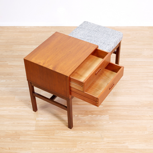VINTAGE DANISH MODERN TEAK ENTRYWAY GOSSIP BENCH