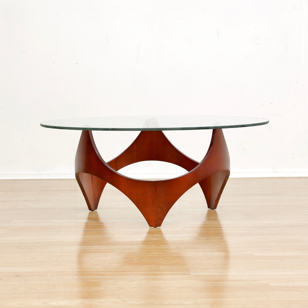 MID CENTURY ROUND COFFEE TABLE BY HENRY P GLASS
