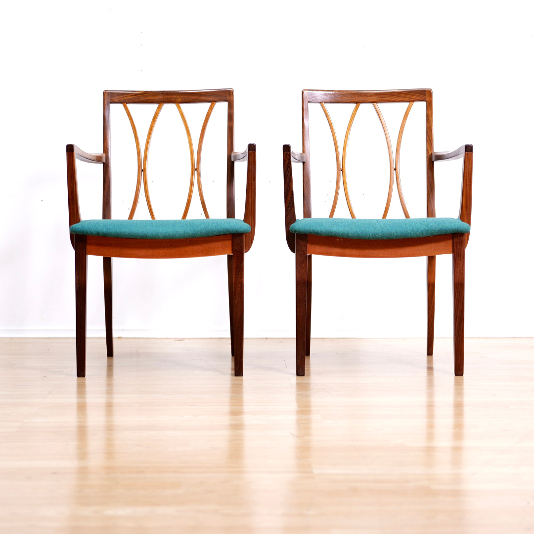 Set of Six Mid Century Dining Chairs by G Plan in Teal