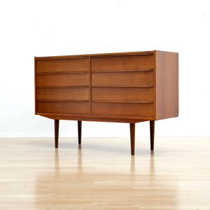 MID CENTURY DANISH TEAK DOUBLE DRESSER BY MØBELFABRIKKEN RISSKOV