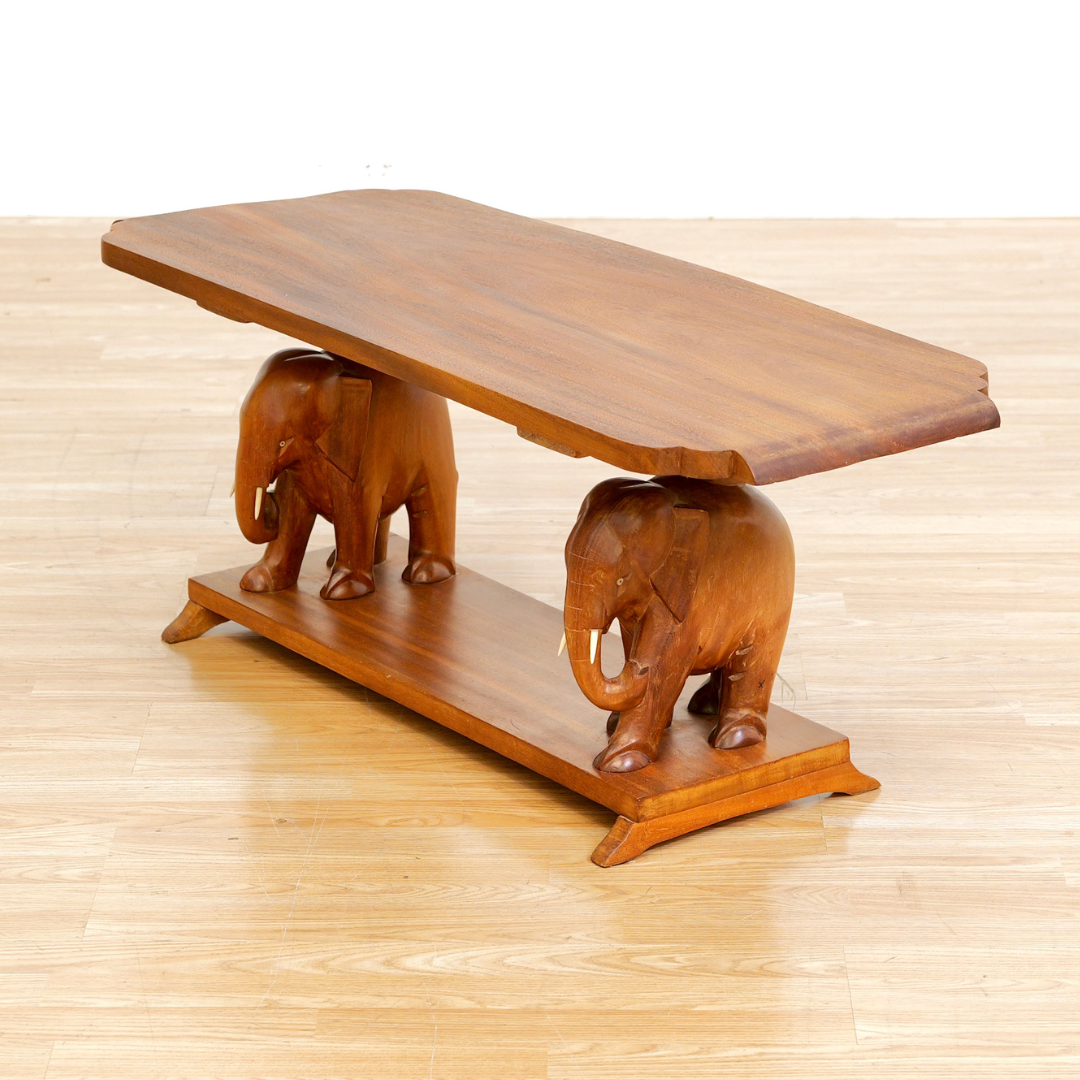 1950S HAND CARVED AFRICAN ELEPHANT COFFEE TABLE