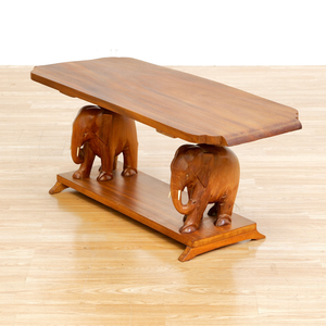 1950S HAND CARVED AFRICAN ELEPHANT COFFEE TABLE