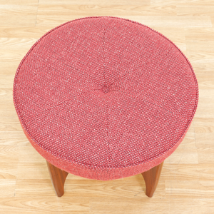 MID CENTURY ASTRO VANITY STOOL BY G PLAN IN TEAK & RED