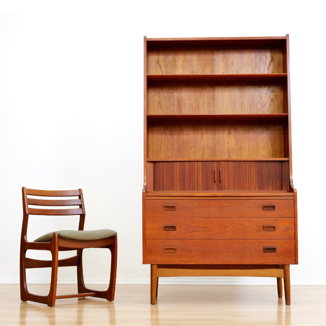 MID CENTURY DANISH SECRETARY DESK BY JOHANNES SORTH FOR BORNHOLM MOBELFABRIK