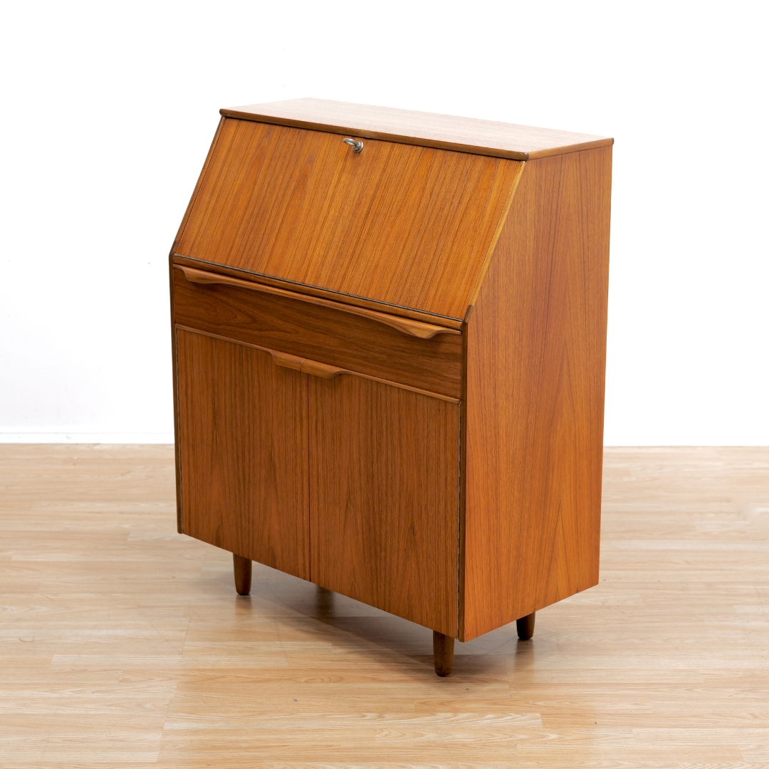 MID CENTURY TEAK SECRETARY DESK BY SUTCLIFFE OF TODMORDEN