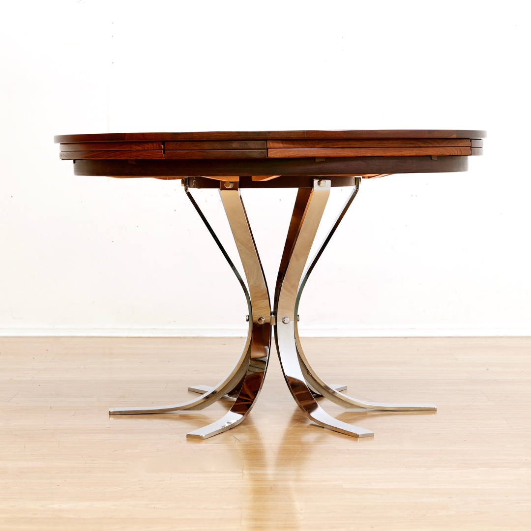 DANISH MODERN ROSEWOOD 'FLIP-FLAP' LOTUS DINING TABLE BY DYRLUND
