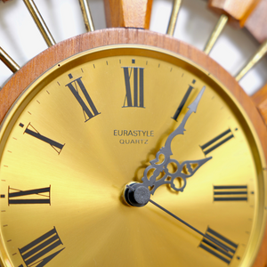 MID CENTURY TEAK SUNBURST WALL CLOCK BY EUROSTYLE