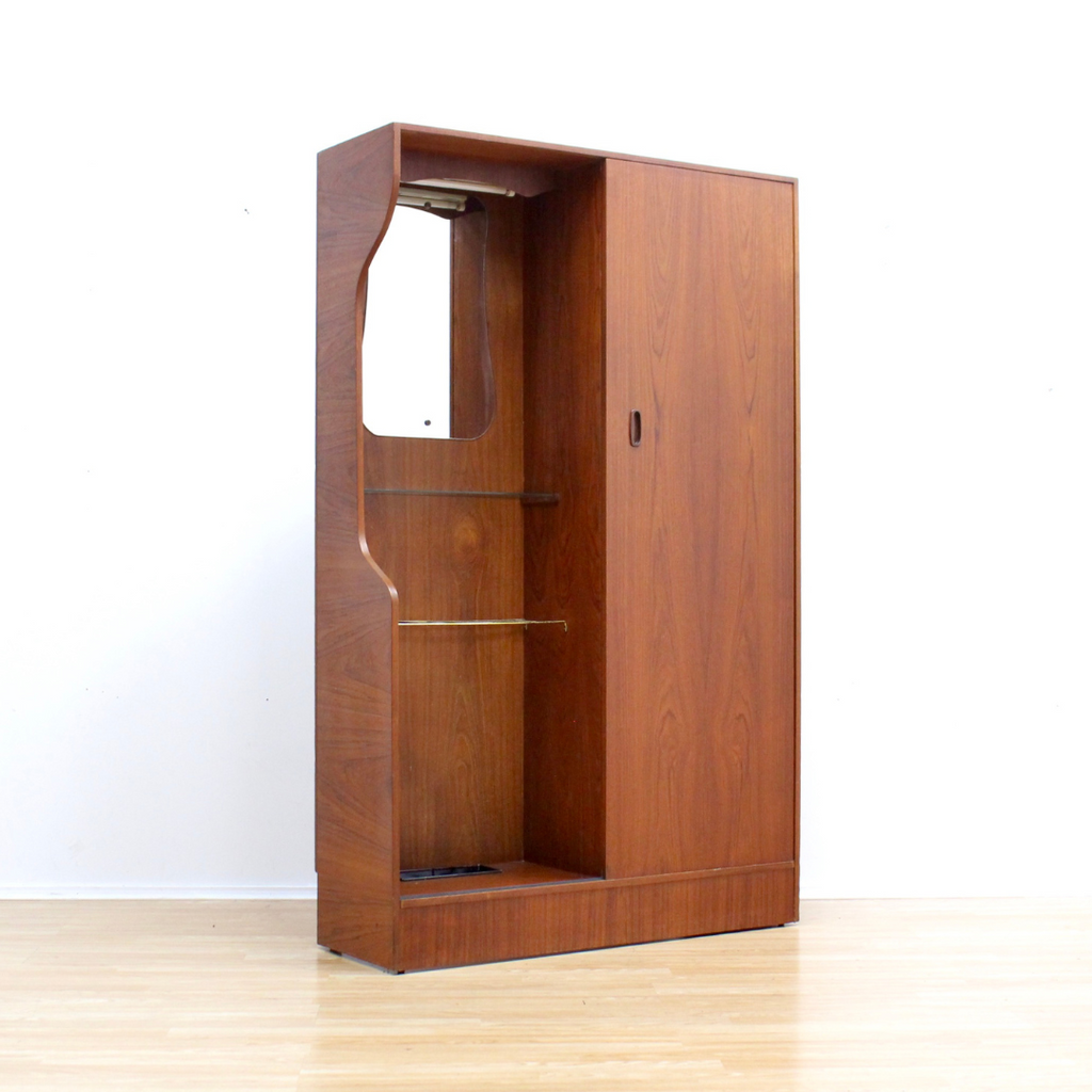 MID CENTURY TEAK ARMOIRE BY HUBBI-ROBE