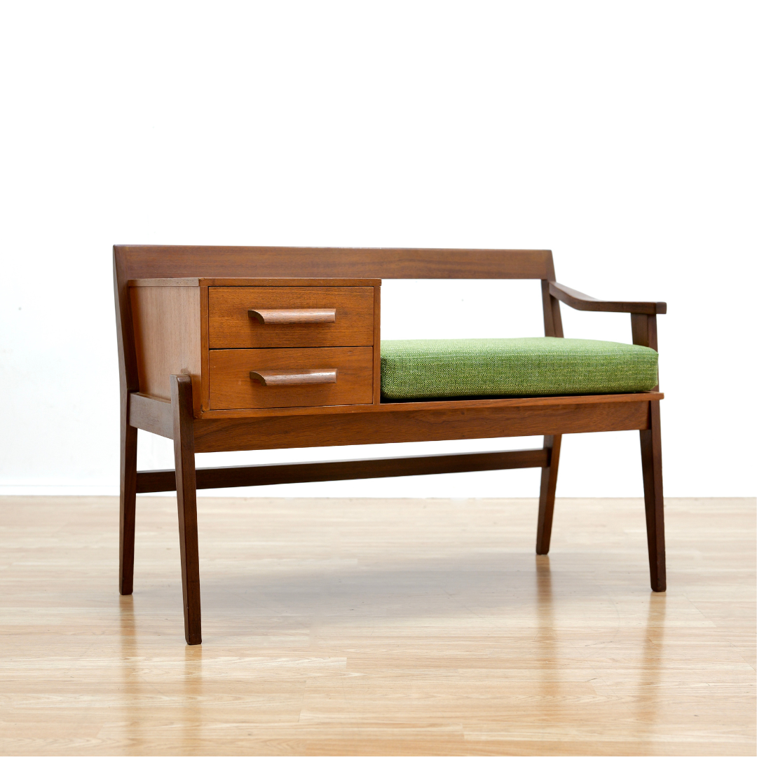 MID CENTURY TEAK ENTRYWAY BENCH