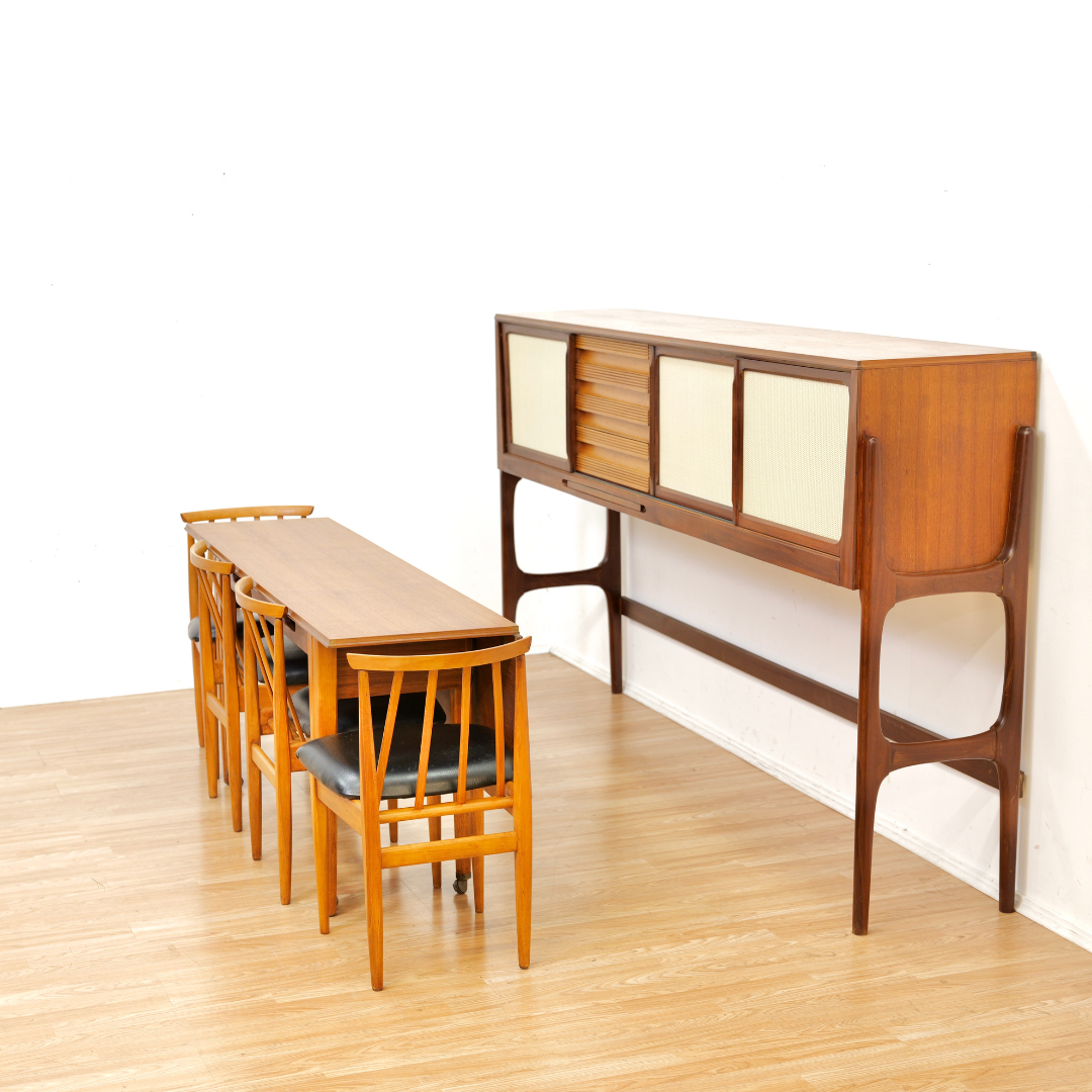 MID CENTURY SPACE SAVING DINING SET AND CREDENZA BY ELLIOTS OF NEWBURY