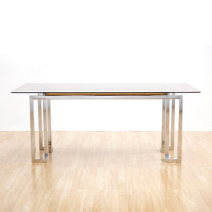 VINTAGE 1970s POST MODERN CHROME DESK TABLE BY TIM BATES FOR PIEFF FURNITURE