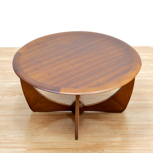 MID CENTURY TEAK ROUND COFFEE TABLE