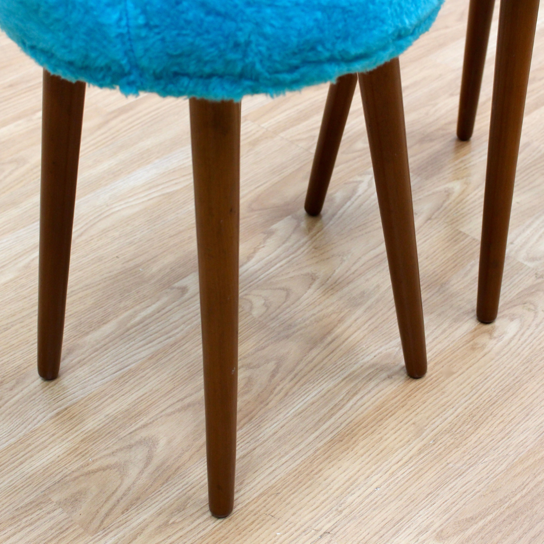 PAIR OF MID CENTURY FAUX FUR STOOLS