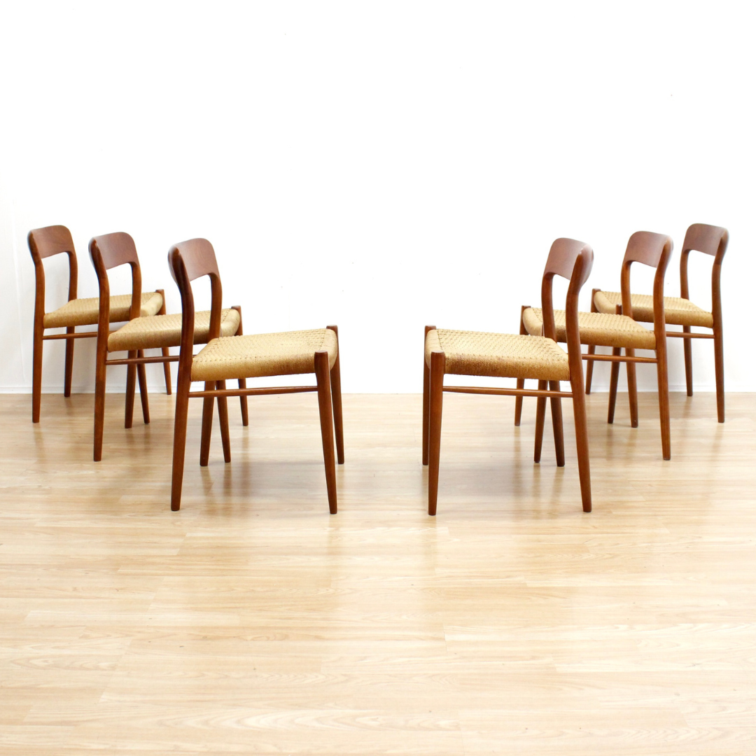 DANISH MODERN MODEL 75 DINING CHAIRS BY NIELS MOLLER