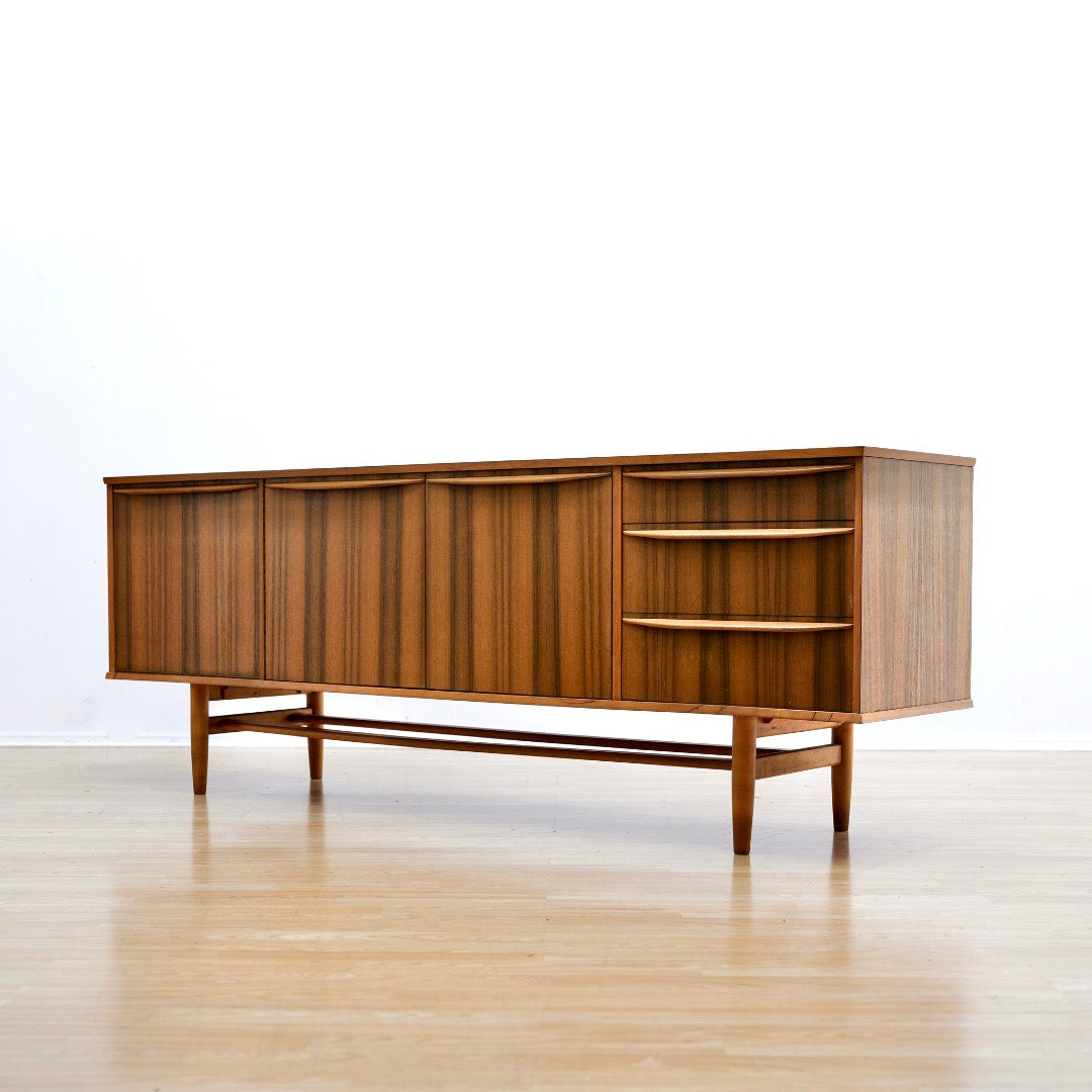 MID CENTURY LONG TEAK CREDENZA BY NEIL MORRIS FOR MORRIS OF GLASGOW