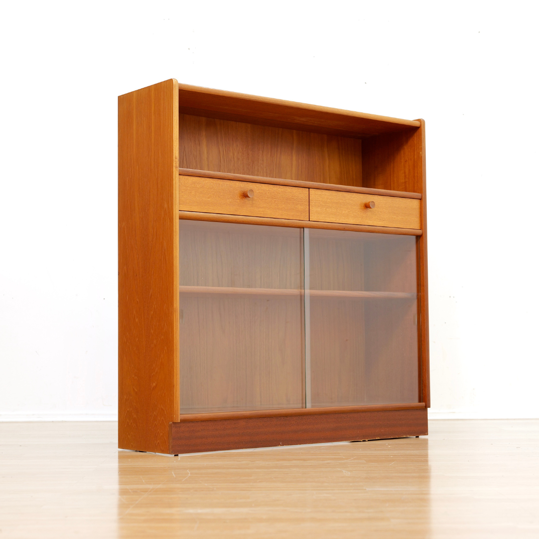 Pair of Vintage Teak China Display Cabinets by Nathan Furniture