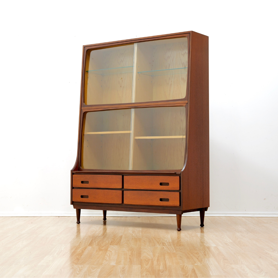 LARGE MID CENTURY CHINA DISPLAY CABINET BY MEREDEW OF LETCHWORTH
