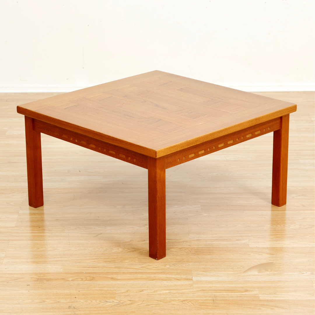 1960S DANISH DESIGN PARQUET TEAK SIDE COFFEE TABLE
