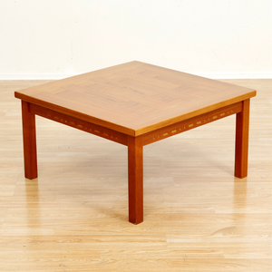 1960S DANISH DESIGN PARQUET TEAK SIDE COFFEE TABLE