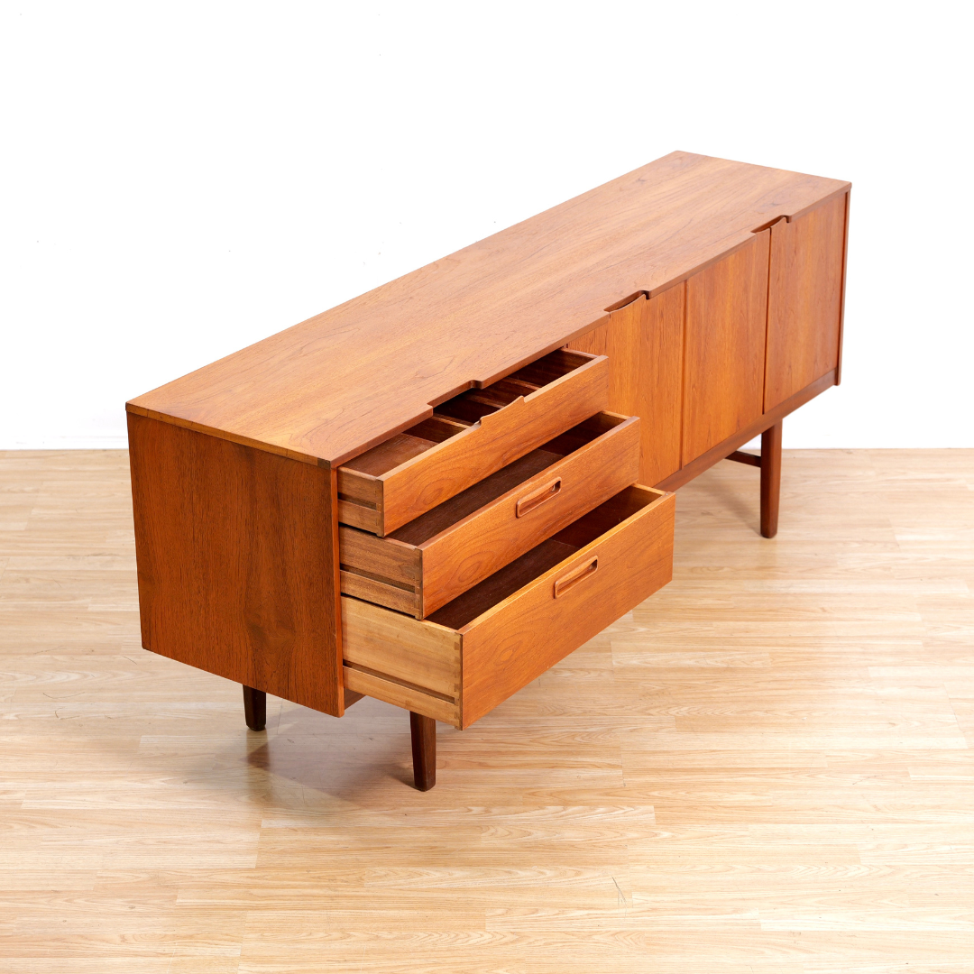 LONG MID CENTURY TEAK CREDENZA BY NATHAN FURNITURE