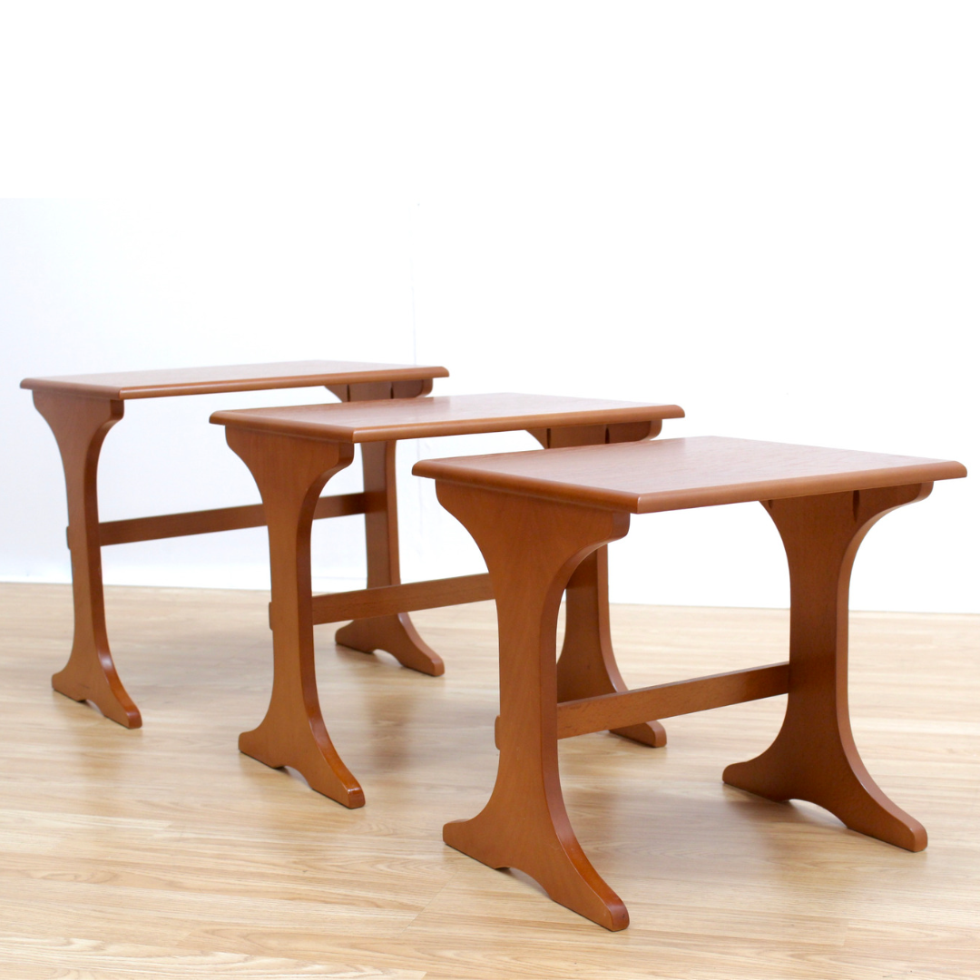 MID CENTURY TEAK NEST OF TABLES