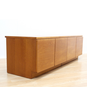 MID CENTURY LOW TEAK VINYL RECORD CREDENZA BY BEAVER & TAPLEY