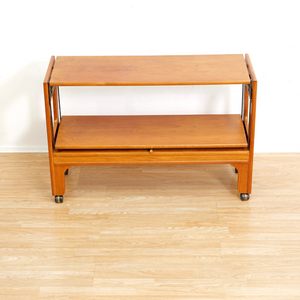 MID CENTURY MECHANICAL BAR CART FOLDING CONSOLE TABLE