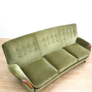 MID CENTURY GREEN DRAYLON SOFA & CHAIRS BY HEALS OF LONDON