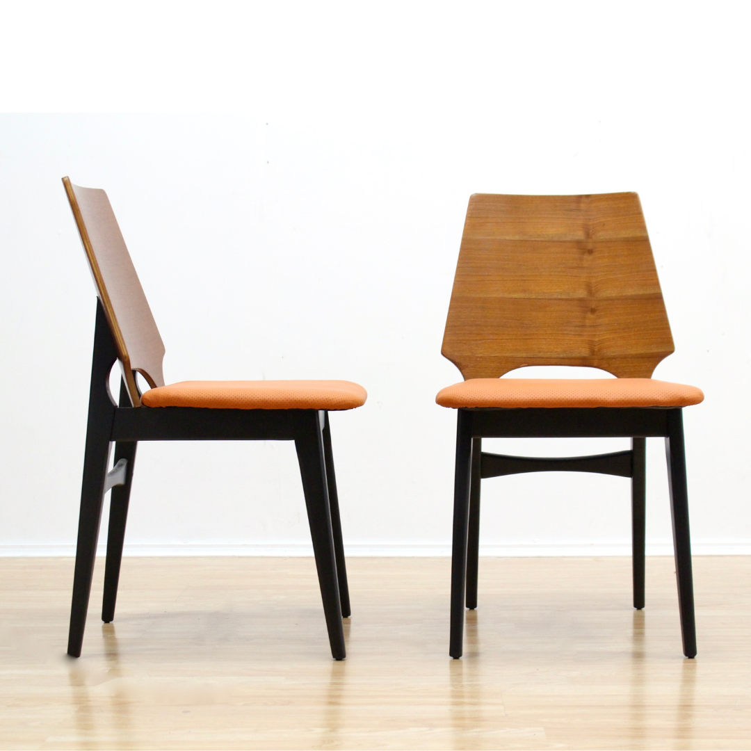 PAIR OF 1960S OCCASIONAL CHAIRS IN BLACK & ORANGE