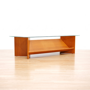 VINTAGE TEAK & GLASS COFFEE TABLE WITH MAGAZINE SHELVES BY G PLAN
