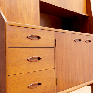 MID CENTURY TEAK TALL BUFFET CREDENZA BY JENTIQUE FURNITURE