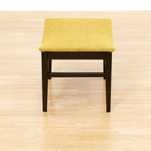 MID CENTURY ATOMIC VANITY STOOL IN EBONY & OCHRE