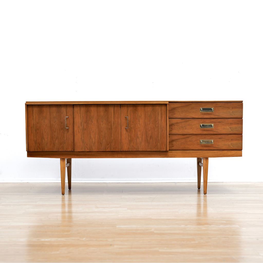 MID CENTURY WALNUT CREDENZA BY BEAUTILITY FURNITURE