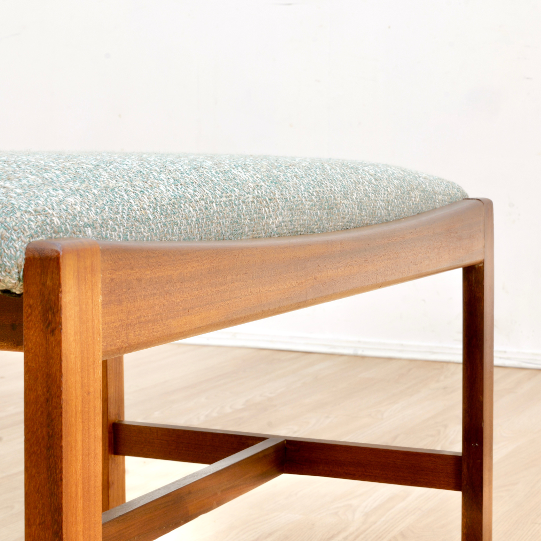 WIDE TEAK MID CENTURY VANITY STOOL