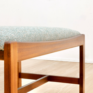 WIDE TEAK MID CENTURY VANITY STOOL