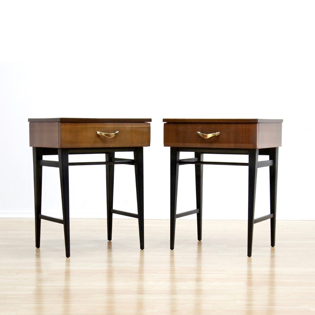 1960S ENGLISH WALNUT NIGHTSTANDS BY MEREDEW FURNITURE