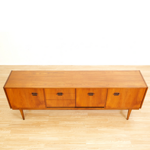 MID CENTURY TEAK CORINTHIAN CREDENZA BY NATHAN FURNITURE