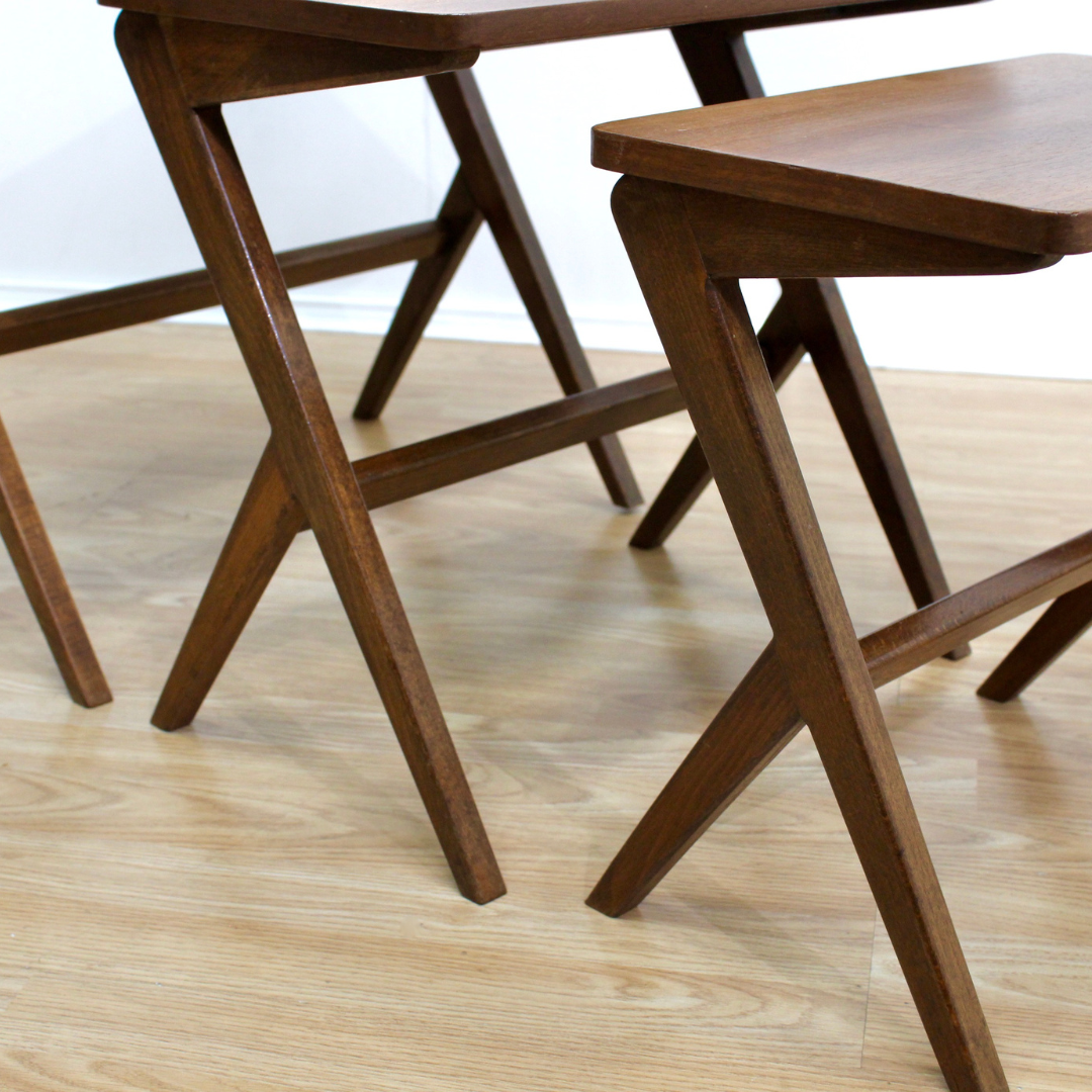 MID CENTURY WALNUT NESTING TABLES BY BENGT RUDA