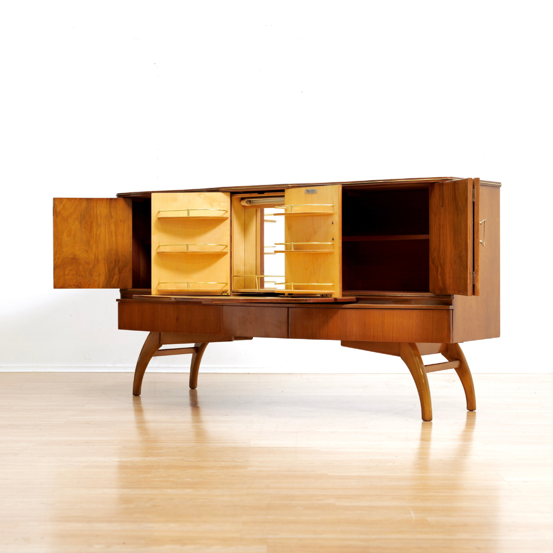 MID CENTURY LIQUOR CABINET CREDENZA BY BEAUTILITY FURNITURE