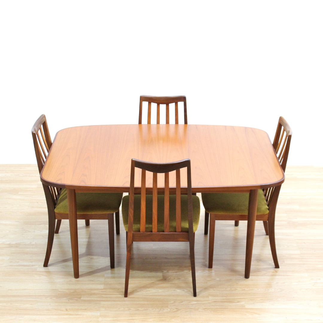 MID CENTURY DINING TABLE AND SIX CHAIRS BY G PLAN