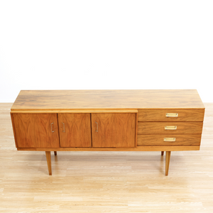 MID CENTURY WALNUT LIQUOR CABINET CREDENZA BY BEAUTILITY FURNITURE