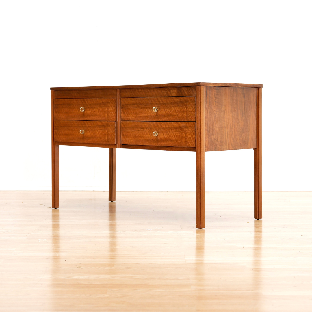LOW MID CENTURY FOUR DRAWER CONSOLE DRESSER