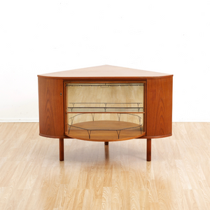 MID CENTURY TEAK REVOLVING CORNER BAR BY SIESTA