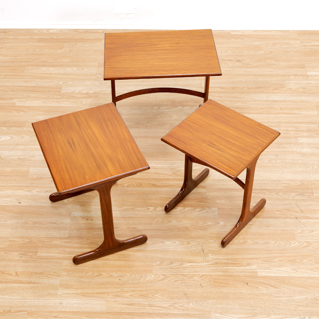 MID CENTURY TEAK NESTING SIDE TABLES BY G PLAN