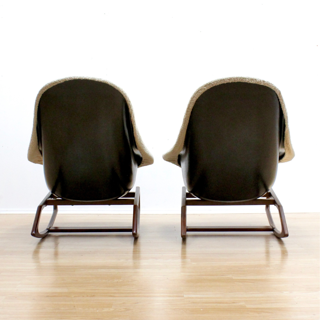 PAIR OF 1960S GEMINI ROCKING POD CHAIRS BY WALTER S. CHENERY FOR LURASHELL